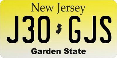 NJ license plate J30GJS
