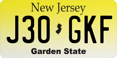 NJ license plate J30GKF