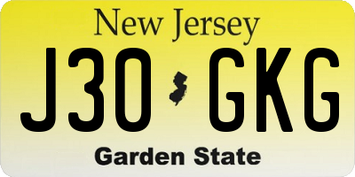 NJ license plate J30GKG