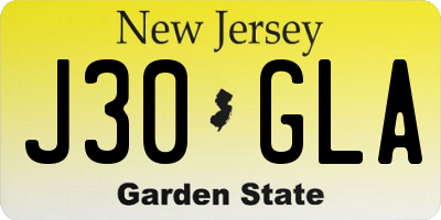 NJ license plate J30GLA