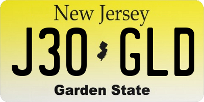 NJ license plate J30GLD