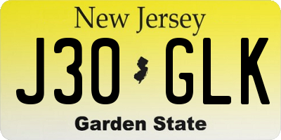 NJ license plate J30GLK