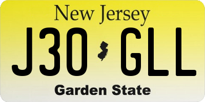 NJ license plate J30GLL