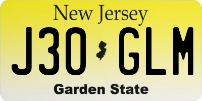 NJ license plate J30GLM