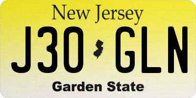NJ license plate J30GLN
