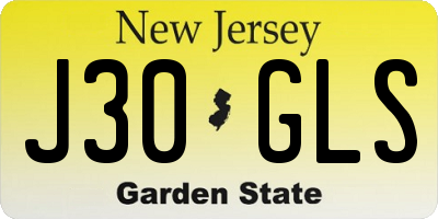 NJ license plate J30GLS