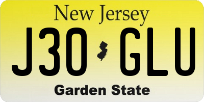 NJ license plate J30GLU
