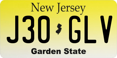 NJ license plate J30GLV
