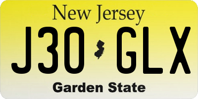 NJ license plate J30GLX