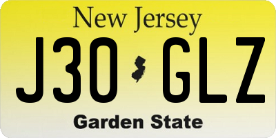 NJ license plate J30GLZ