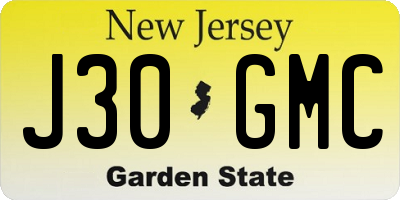 NJ license plate J30GMC