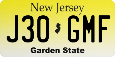 NJ license plate J30GMF