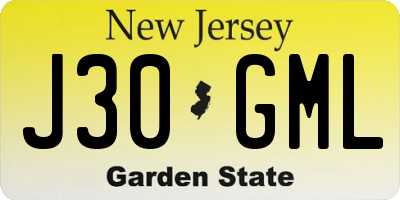 NJ license plate J30GML