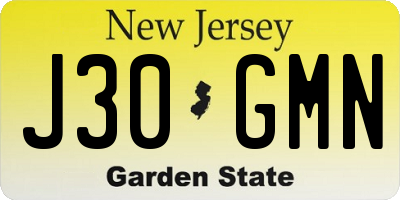 NJ license plate J30GMN