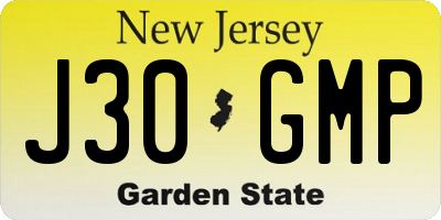 NJ license plate J30GMP