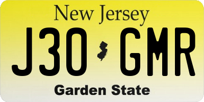 NJ license plate J30GMR