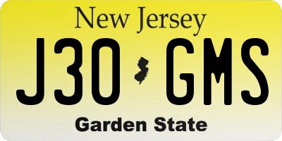 NJ license plate J30GMS