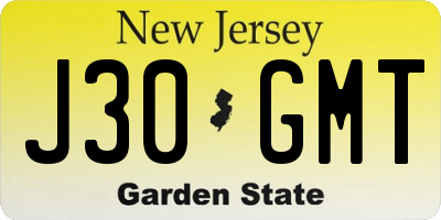 NJ license plate J30GMT
