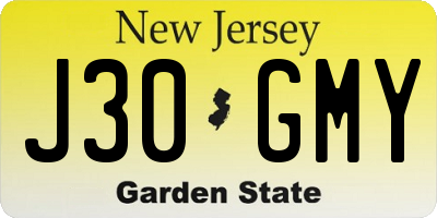 NJ license plate J30GMY