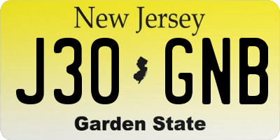 NJ license plate J30GNB