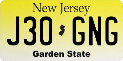 NJ license plate J30GNG