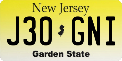 NJ license plate J30GNI