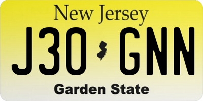 NJ license plate J30GNN
