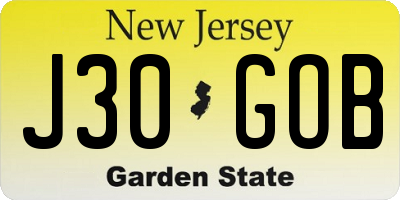 NJ license plate J30GOB