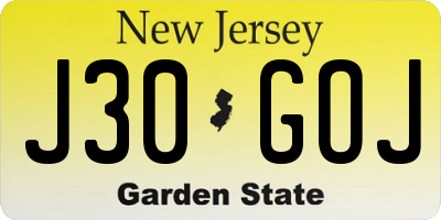 NJ license plate J30GOJ