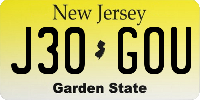 NJ license plate J30GOU