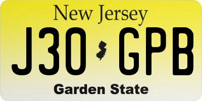 NJ license plate J30GPB