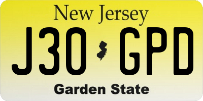 NJ license plate J30GPD