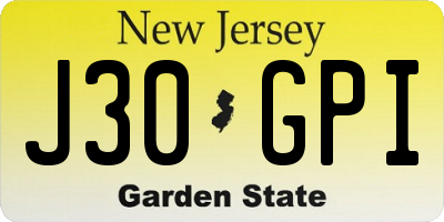 NJ license plate J30GPI