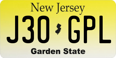 NJ license plate J30GPL