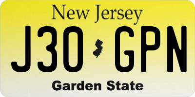 NJ license plate J30GPN