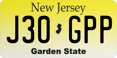 NJ license plate J30GPP