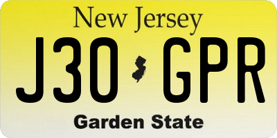 NJ license plate J30GPR