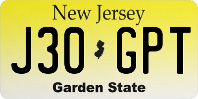 NJ license plate J30GPT