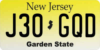 NJ license plate J30GQD