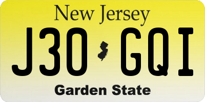 NJ license plate J30GQI