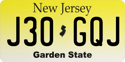 NJ license plate J30GQJ