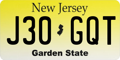 NJ license plate J30GQT