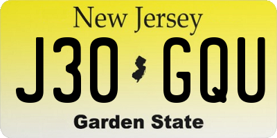 NJ license plate J30GQU