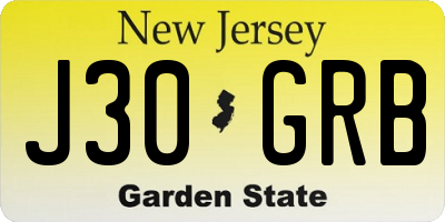 NJ license plate J30GRB