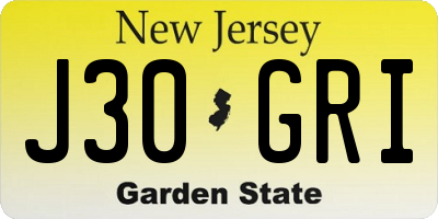 NJ license plate J30GRI