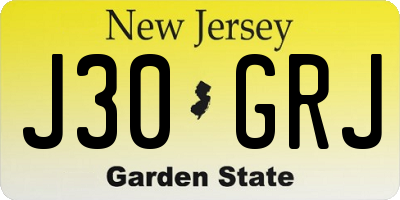 NJ license plate J30GRJ