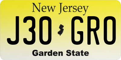 NJ license plate J30GRO