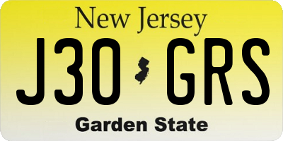NJ license plate J30GRS