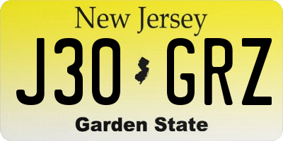 NJ license plate J30GRZ