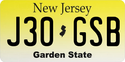 NJ license plate J30GSB